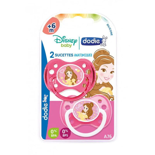 Lot de 2 Sucettes Physiologique Silicone Dodie 6m+- Cendrillon