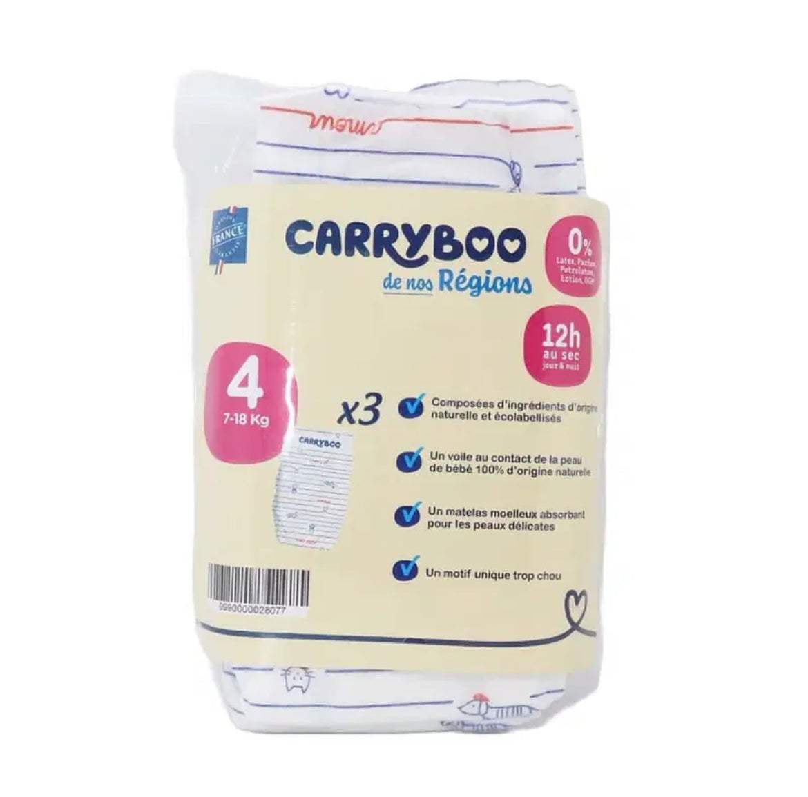 Carryboo Couches Petit Format Taille 4 (7-18kg) – 3 Unités - Carryboo - Couches Bébé pour bébé Maroc -www.babyboss.ma