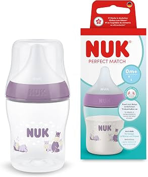 Biberon NUK Perfect Match avec tétine en silicone souple 150 ml - mauve