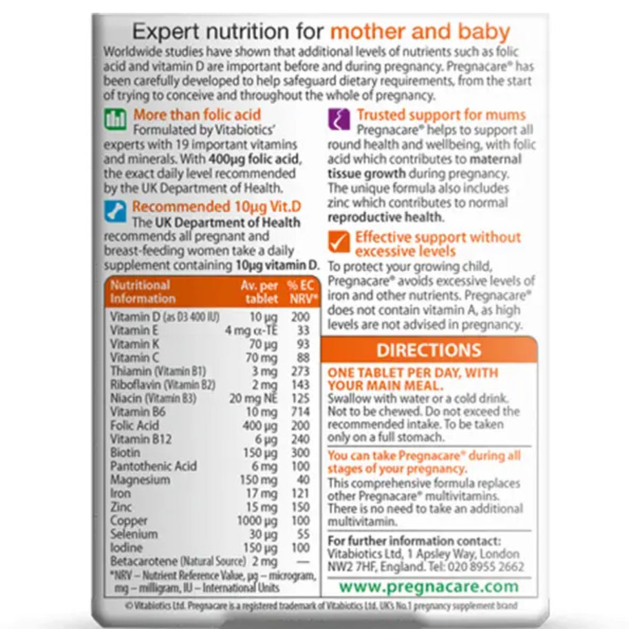 Pregnacare Original grossesse – 30 Comprimés