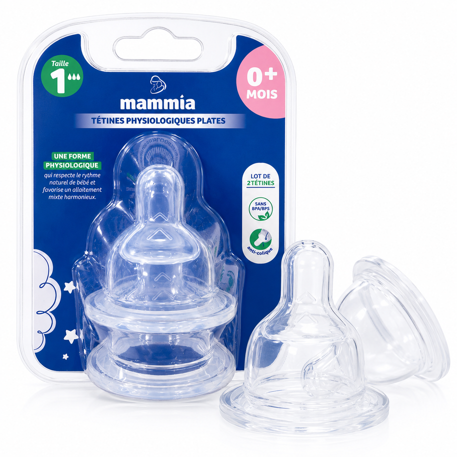 Mammia - Pack de 2 tétines physiologiques 0m+