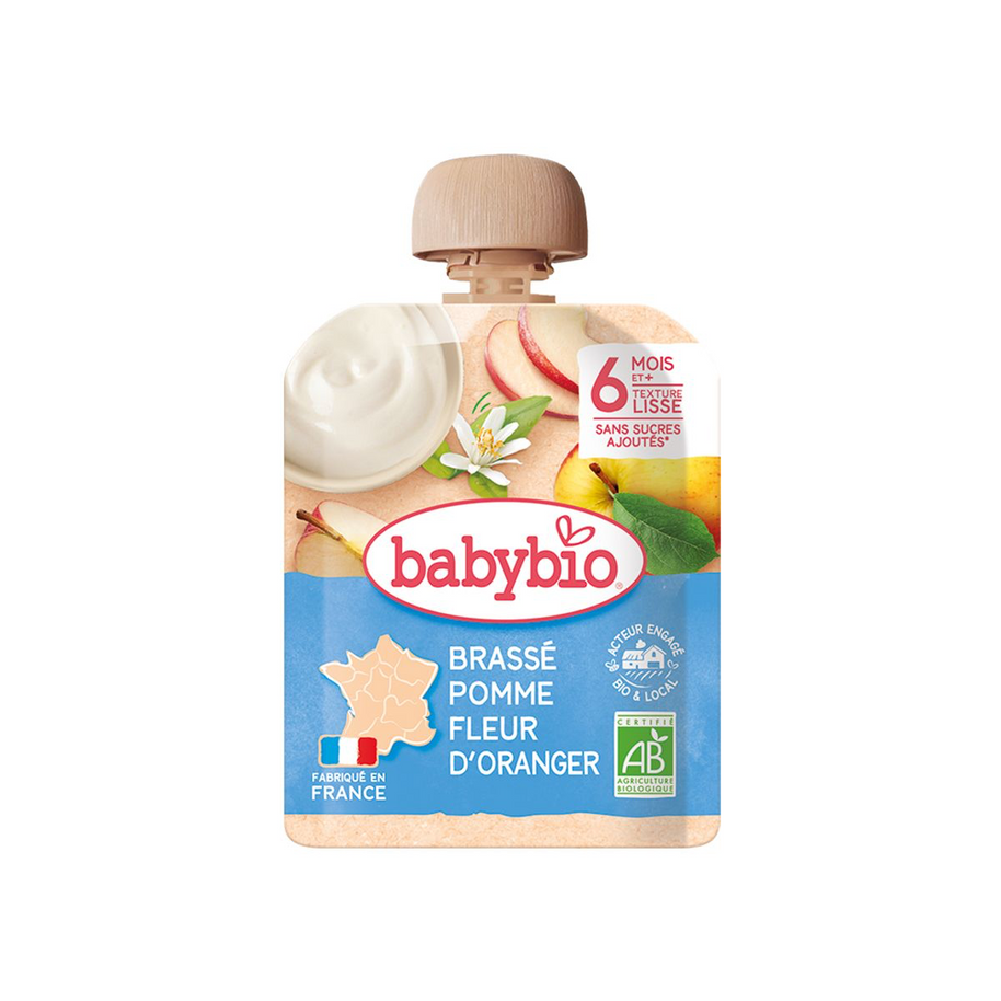 Babybio brassé pomme fleur d’oranger et lait de vache 4×85g