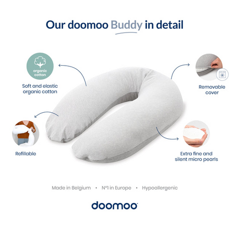 Coussin d'allaitement et maternité BUDDY Doomoo - Silver Dots