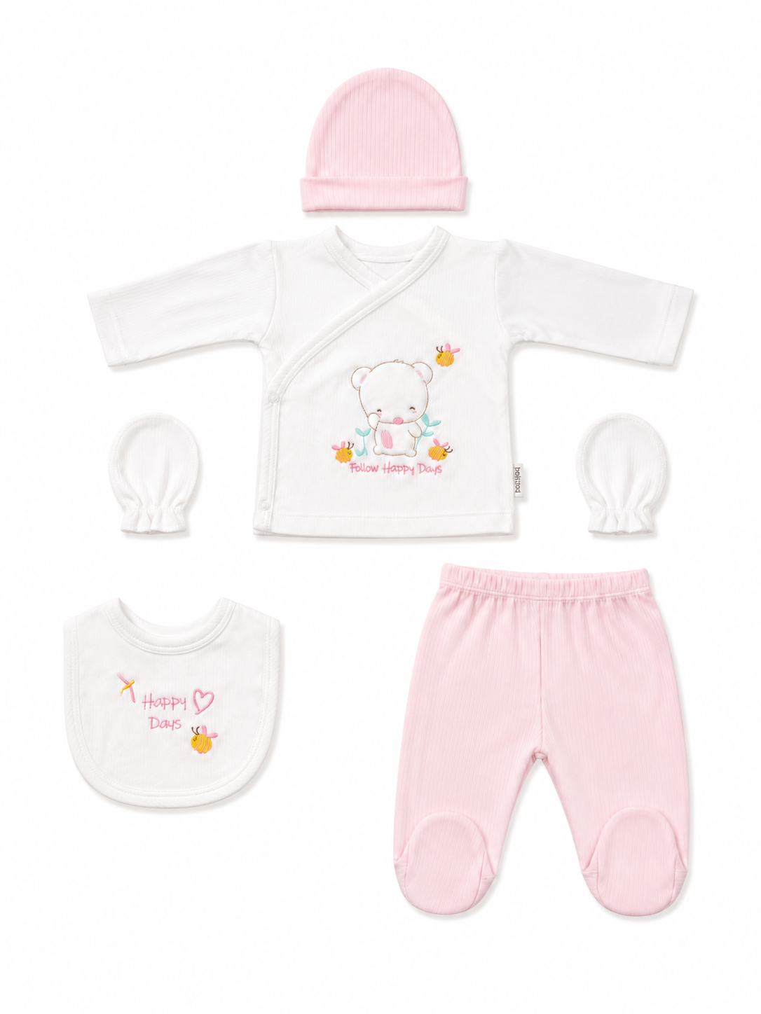 Ensemble naissance 5 pieces en coton 0-3 mois