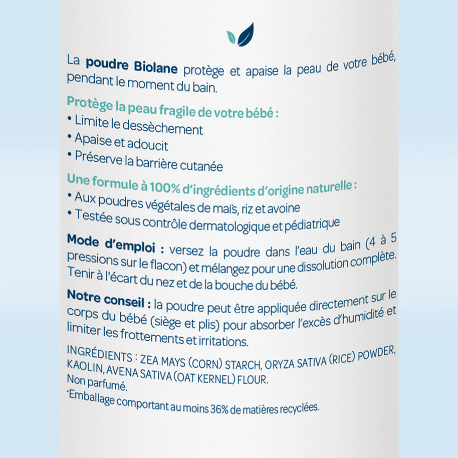 Talc - Poudre de bain adoucissante - Biolane - Change pour bébé Maroc -www.babyboss.ma