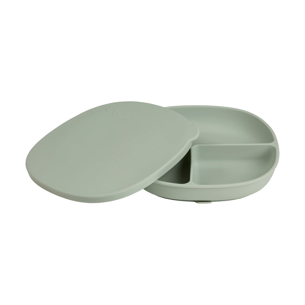 Assiette en Silicone Compartimentée + Couvercle- sage - b.box - Silicone Plate & Lid pour bébé Maroc -www.babyboss.ma