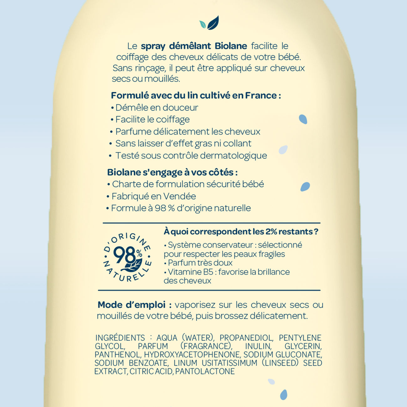 Spray démêlant - BIOLANE - pour bébé Maroc -www.babyboss.ma