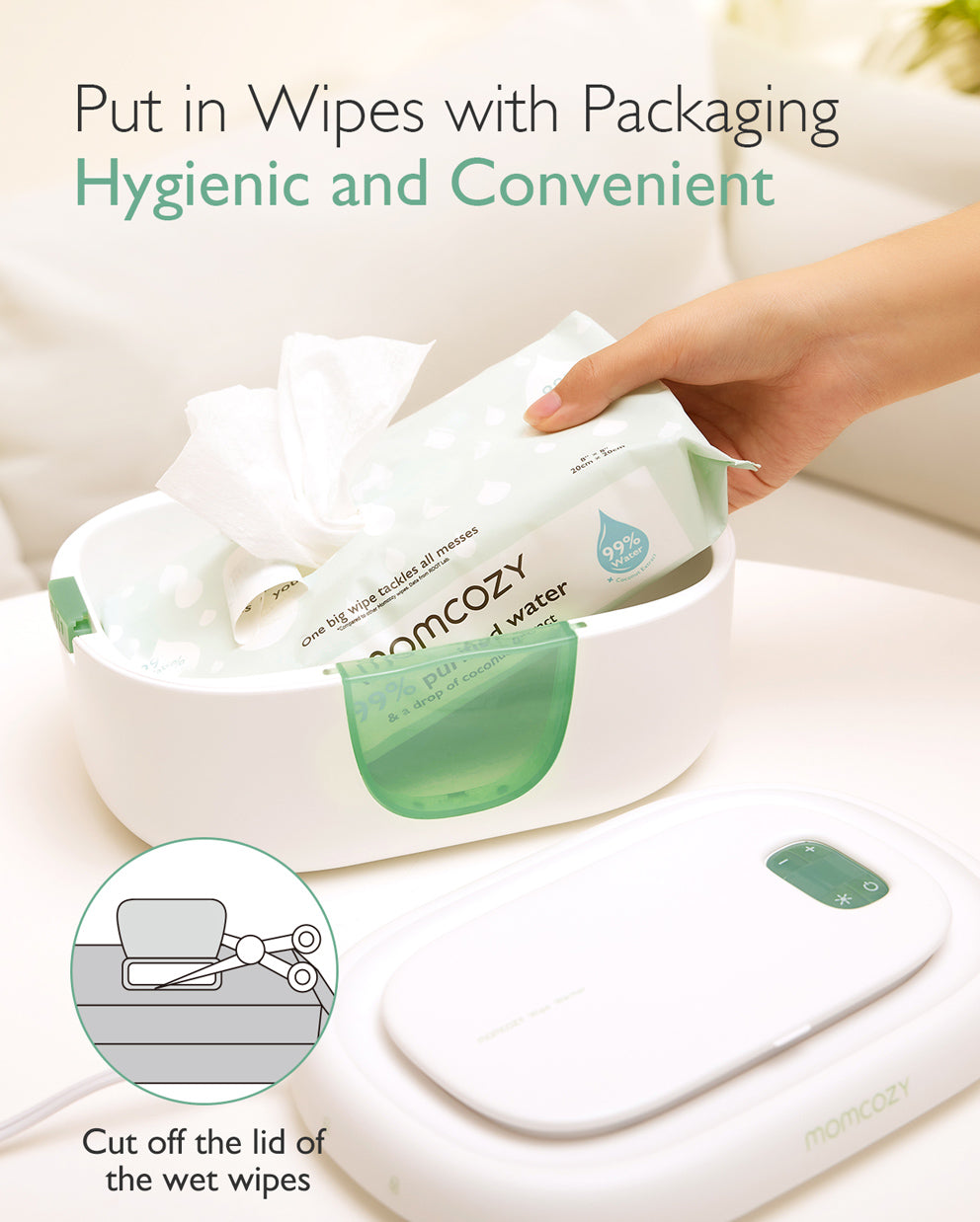 Chauffe-lingettes pour bébé grande capacité Momcozy