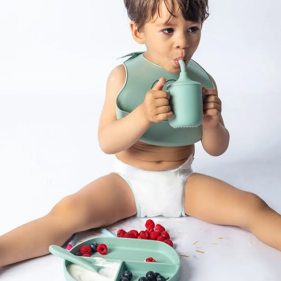 YUMMY Coffret Repas Silicone 6M+ - Vert Pastel