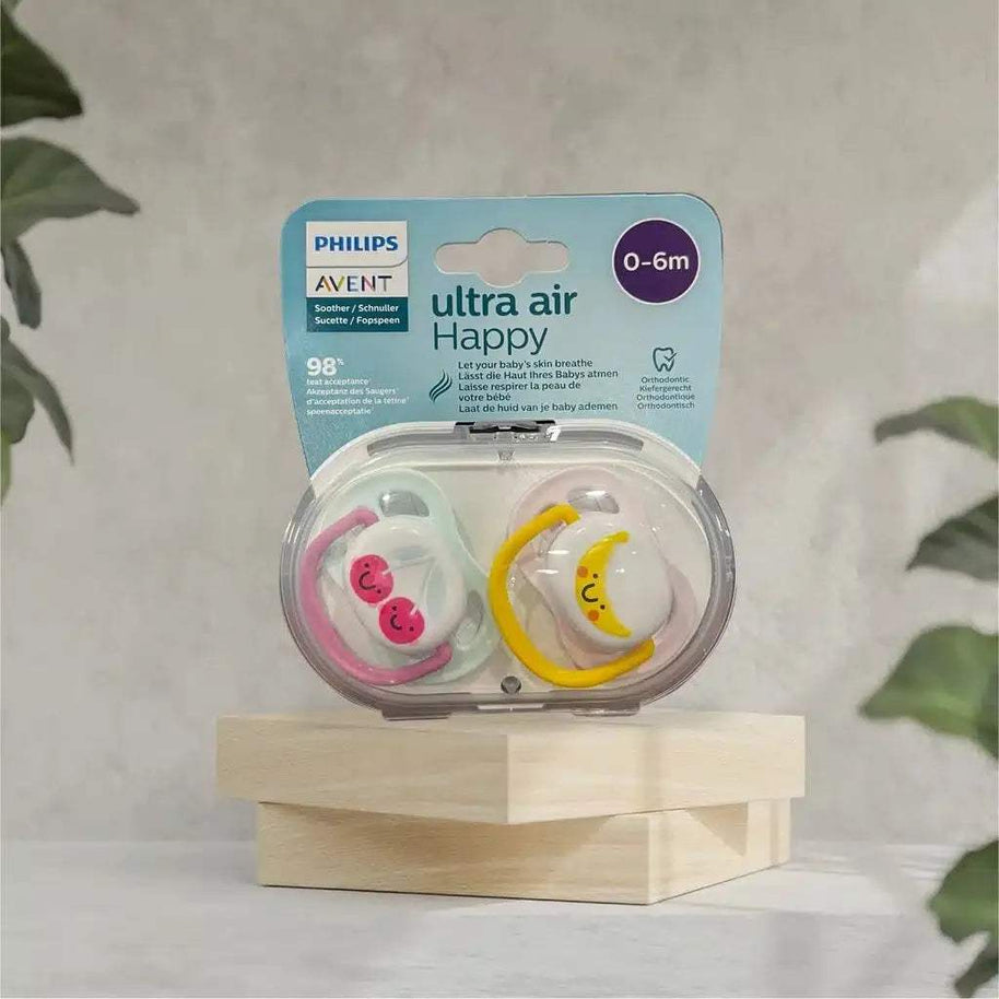 Avent Lot de 2 Sucettes Orthodontiques Ultra ait fruit 0-6m Fille - Philips Avent - Sucettes pour bébé Maroc -www.babyboss.ma