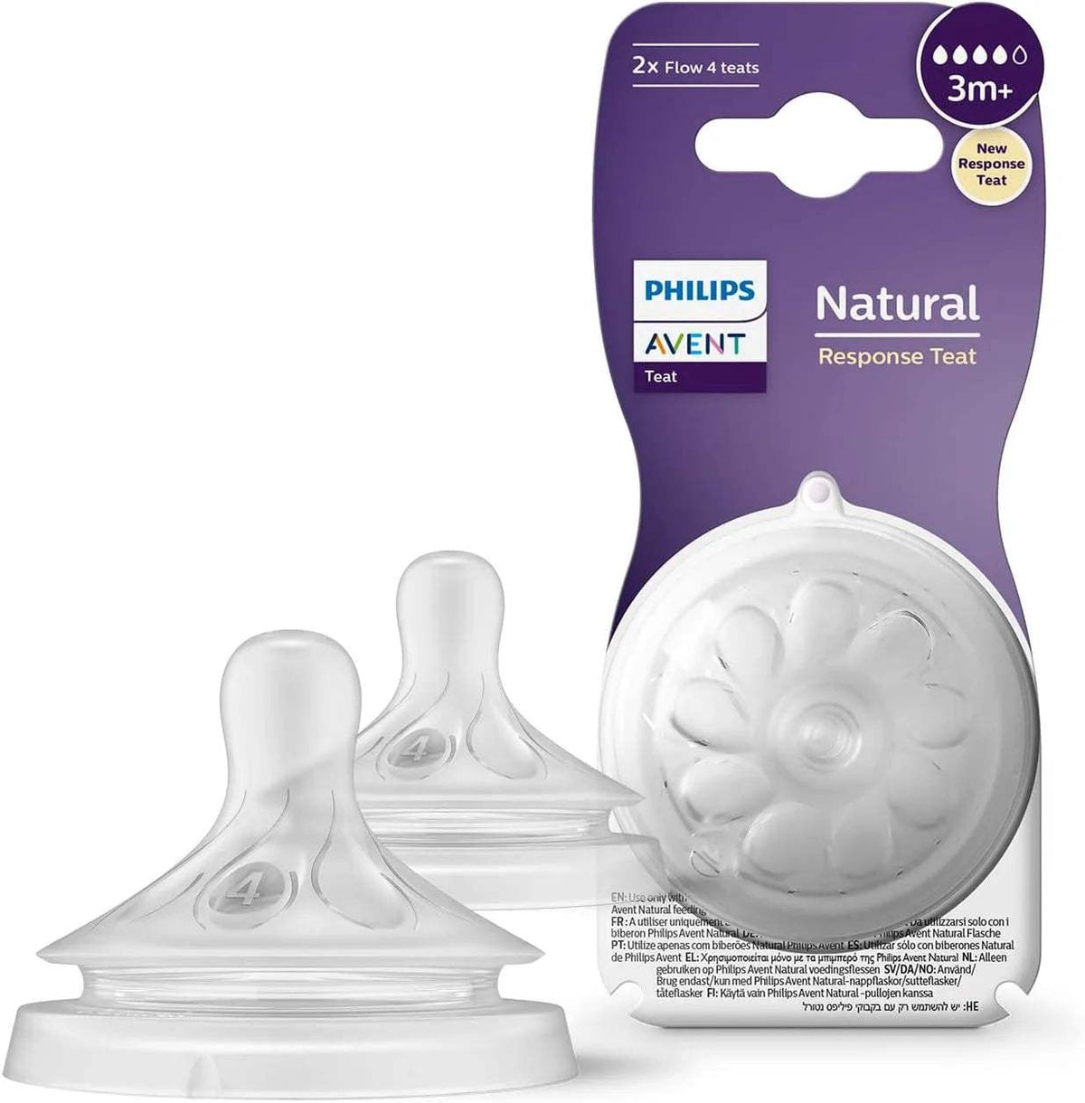 Philips Avent tétines Natural Response débit moyen 3 mois+, lot de 2 sous blister avec deux tétines – Babyboss.ma