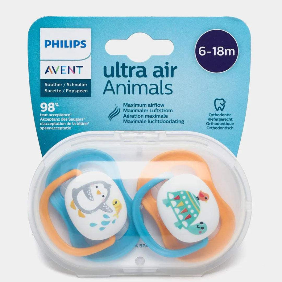 Avent Lot de 2 Sucettes Ultra Air Collection Happy 6-18m Garçon - Philips Avent - - Babyboss.ma