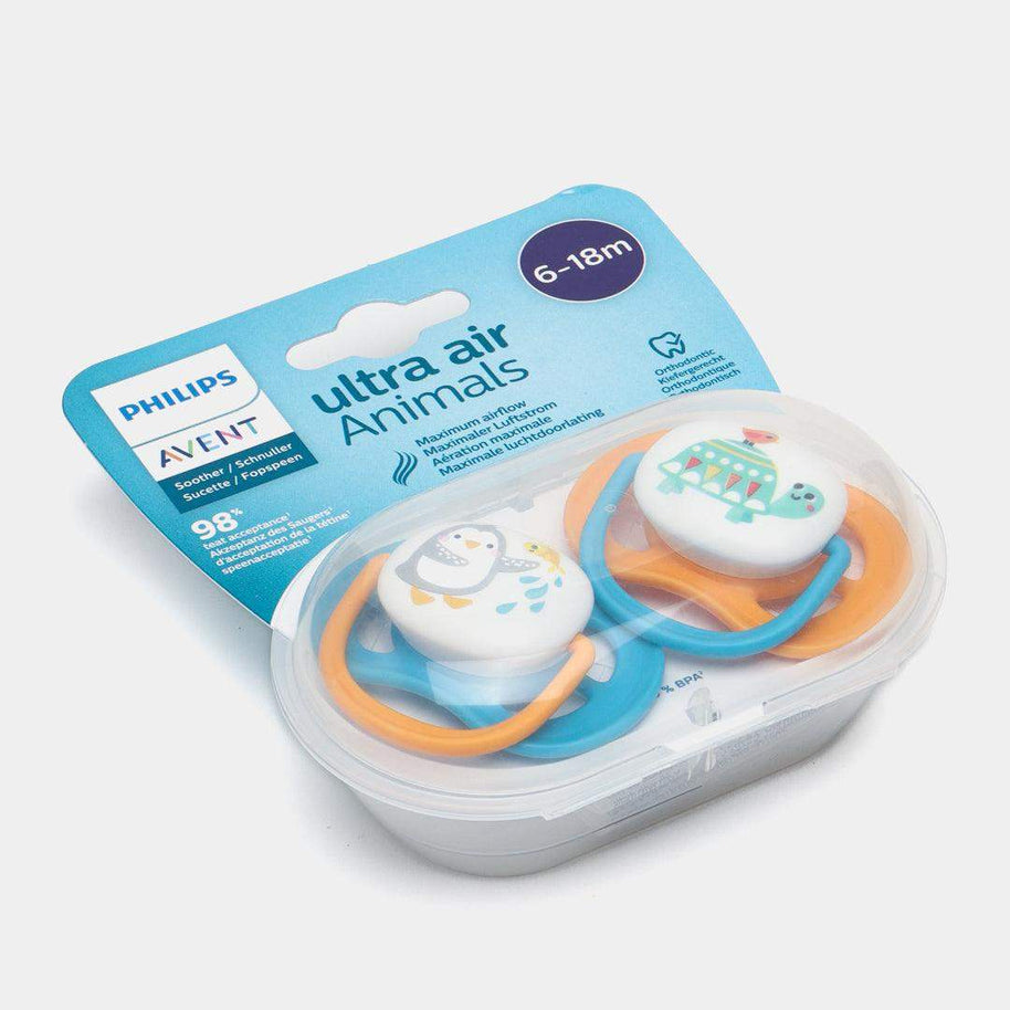 Avent Lot de 2 Sucettes Ultra Air Collection Happy 6-18m Garçon - Philips Avent - - Babyboss.ma