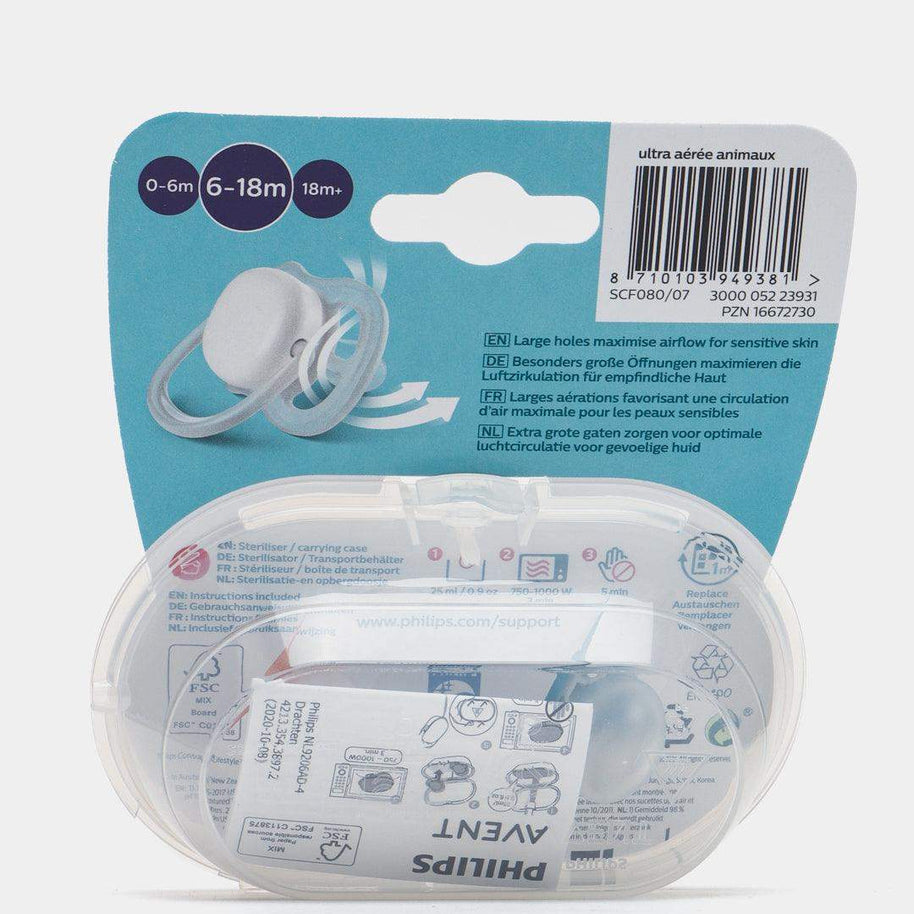 Avent Lot de 2 Sucettes Ultra Air Collection Happy 6-18m Garçon - Philips Avent - - Babyboss.ma