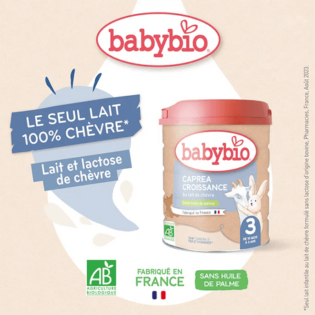 Babybio Lait de Chèvre Caprea 3ème Âge - Lait Infantile Naturel de 10 Mois à 3 Ans - 800g - Babybio - Laits Infantiles pour bébé Maroc -www.babyboss.ma