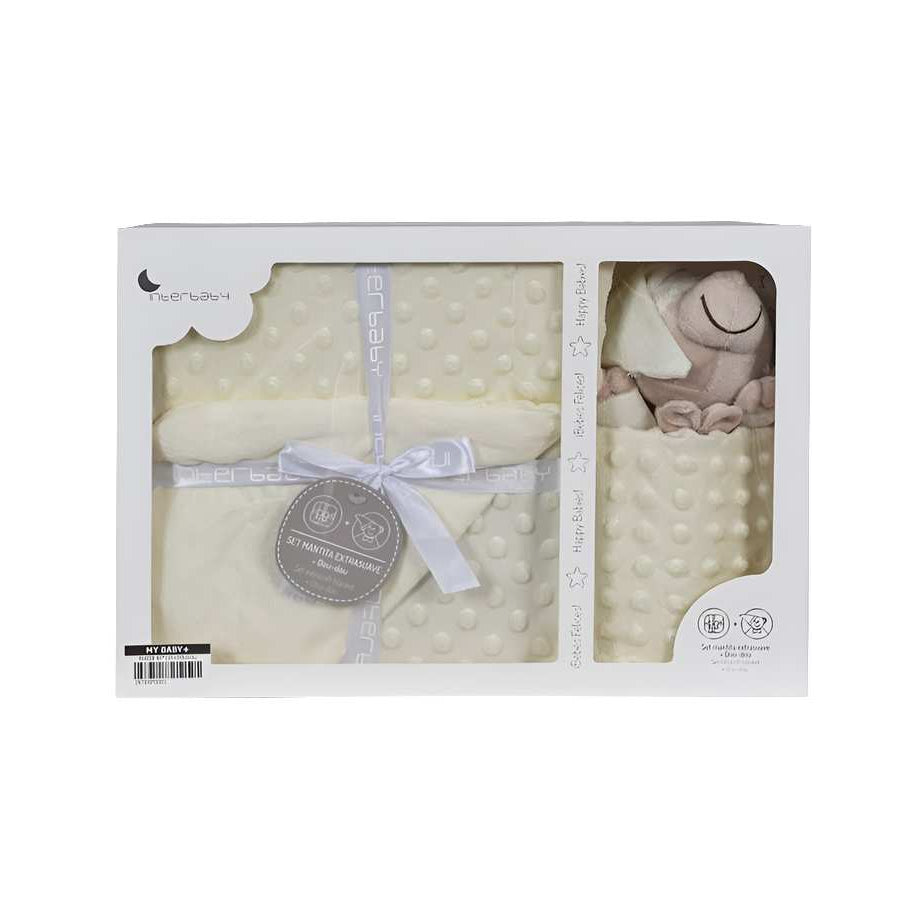 Interbaby Couverture En Bulles 80 X 110+Doudou - Blanc cassé