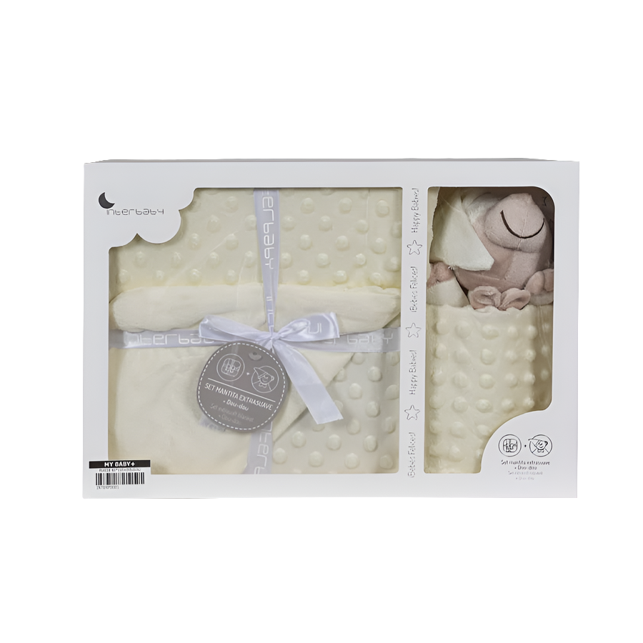 Interbaby Couverture En Bulles 80 X 110+Doudou - Blanc cassé