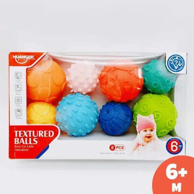 Balles Texturées 8 pieces huanger - Babyboss.ma - pour bébé Maroc -www.babyboss.ma
