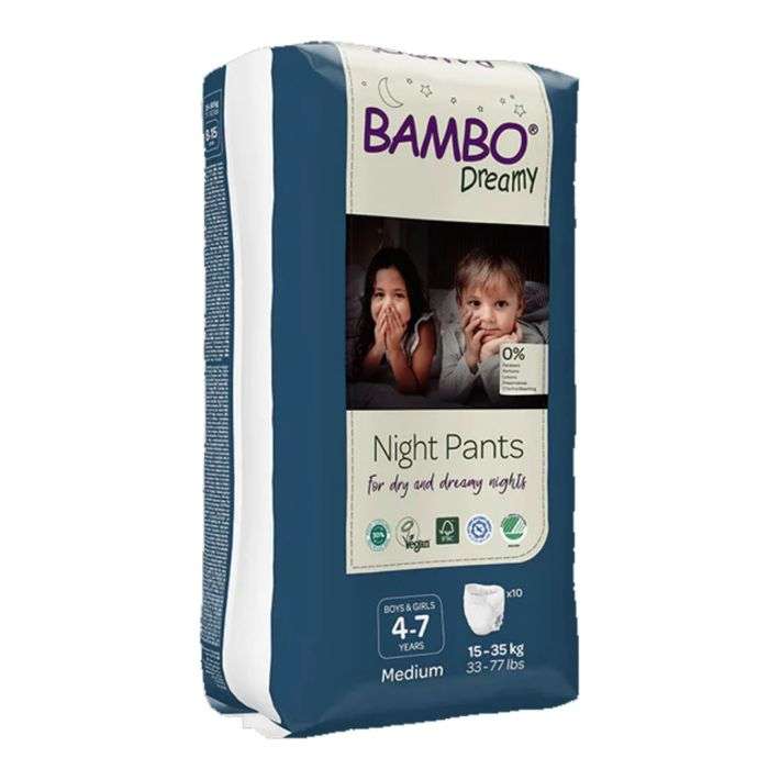 BAMBO DREAMY NIGHT PANTS FILLES ET GARCONS MEDIUM 4-7 ANS 15-35 KG 10 unites - Bambo Nature - pour bébé maroc