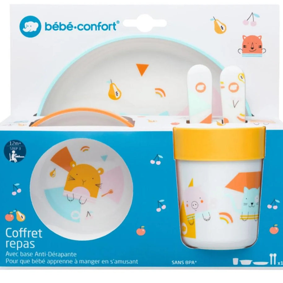 Bébé Confort Set Repas Assiette + Bol + Verre + Couverts Plastique Domino - Babyboss.ma - Bébéconfort - pour bébé maroc