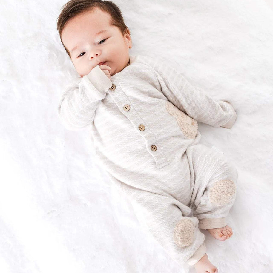 Beige bear grenouillère 100% cotton andywawa - Andywawa - pour bébé Maroc -www.babyboss.ma