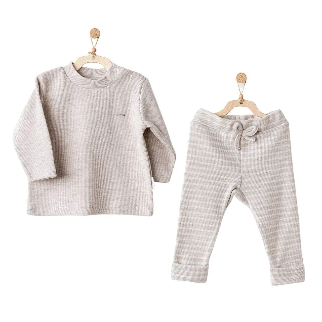 Beige soft striped outfit for baby boys from AndyWawa - Andywawa - pour bébé Maroc -www.babyboss.ma