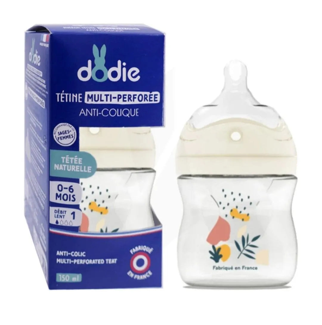 Biberon multi Perforé Dodie 150ML saumon avec Tétine Biomimétisme - Babyboss.ma - Dodie - pour bébé maroc