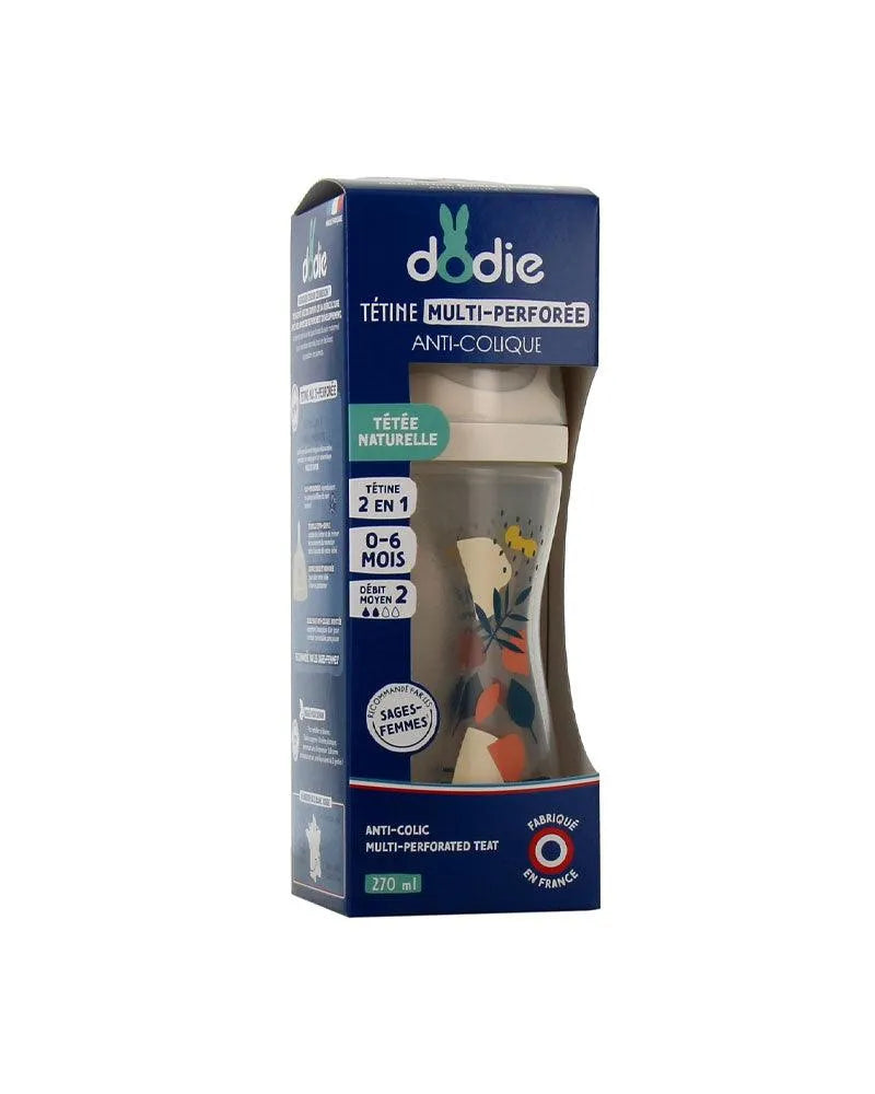 Biberon multi Perforé Dodie 330ML Bleu avec Tétine Biomimétisme - Babyboss.ma - Dodie - pour bébé maroc