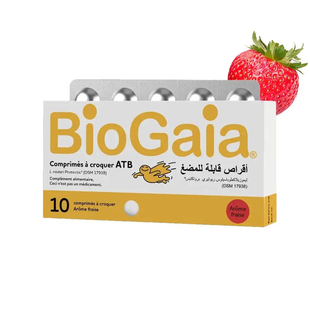 BioGaia® Comprimés probiotiques arôme fraise - dès 3 ans - BioGaia - Soins Digestifs pour bébé Maroc -www.babyboss.ma