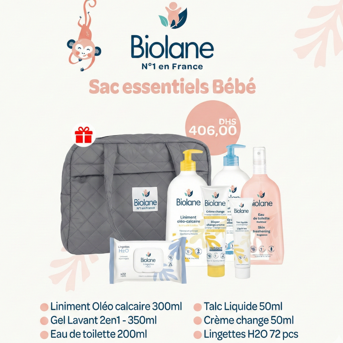 Biolane Sac Essentiels Bébé – Coffret Soins + Sac à Langer Offert