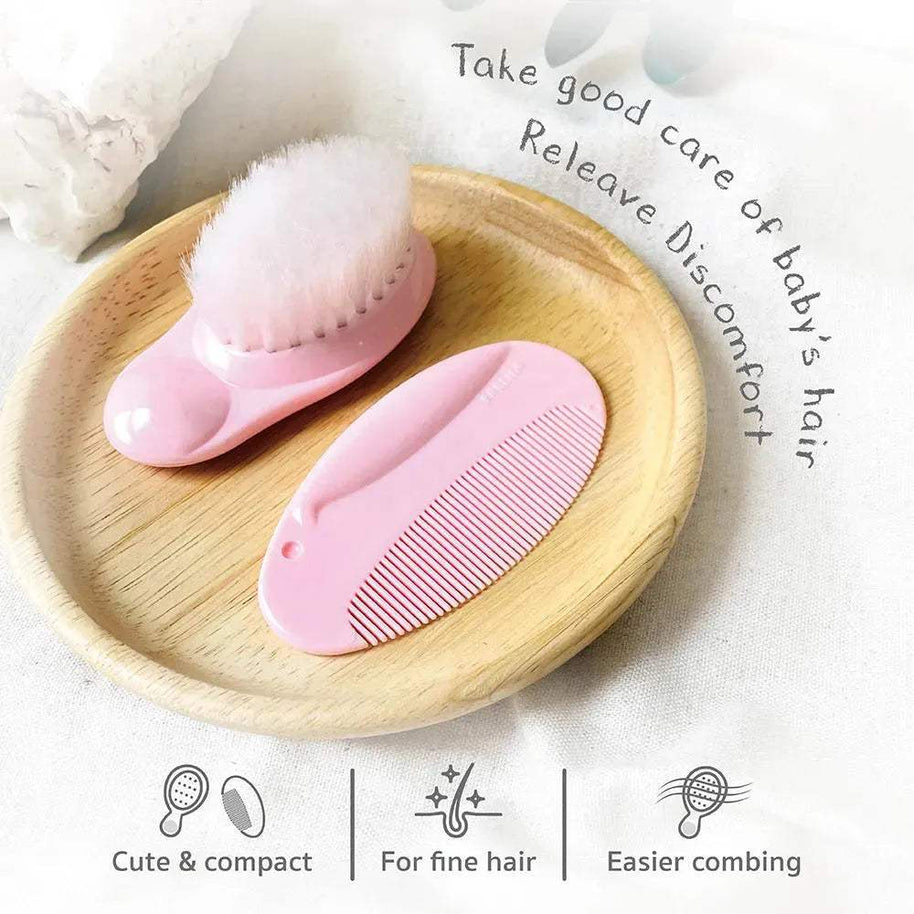 BROSSE ET PEIGNE DECORE Farlin en rose - farlin - pour bébé Maroc -www.babyboss.ma