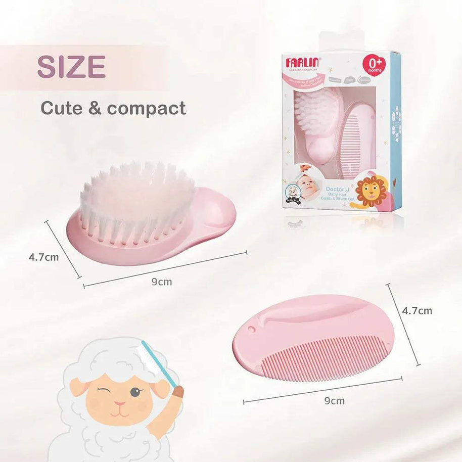 BROSSE ET PEIGNE DECORE Farlin en rose - farlin - pour bébé Maroc -www.babyboss.ma