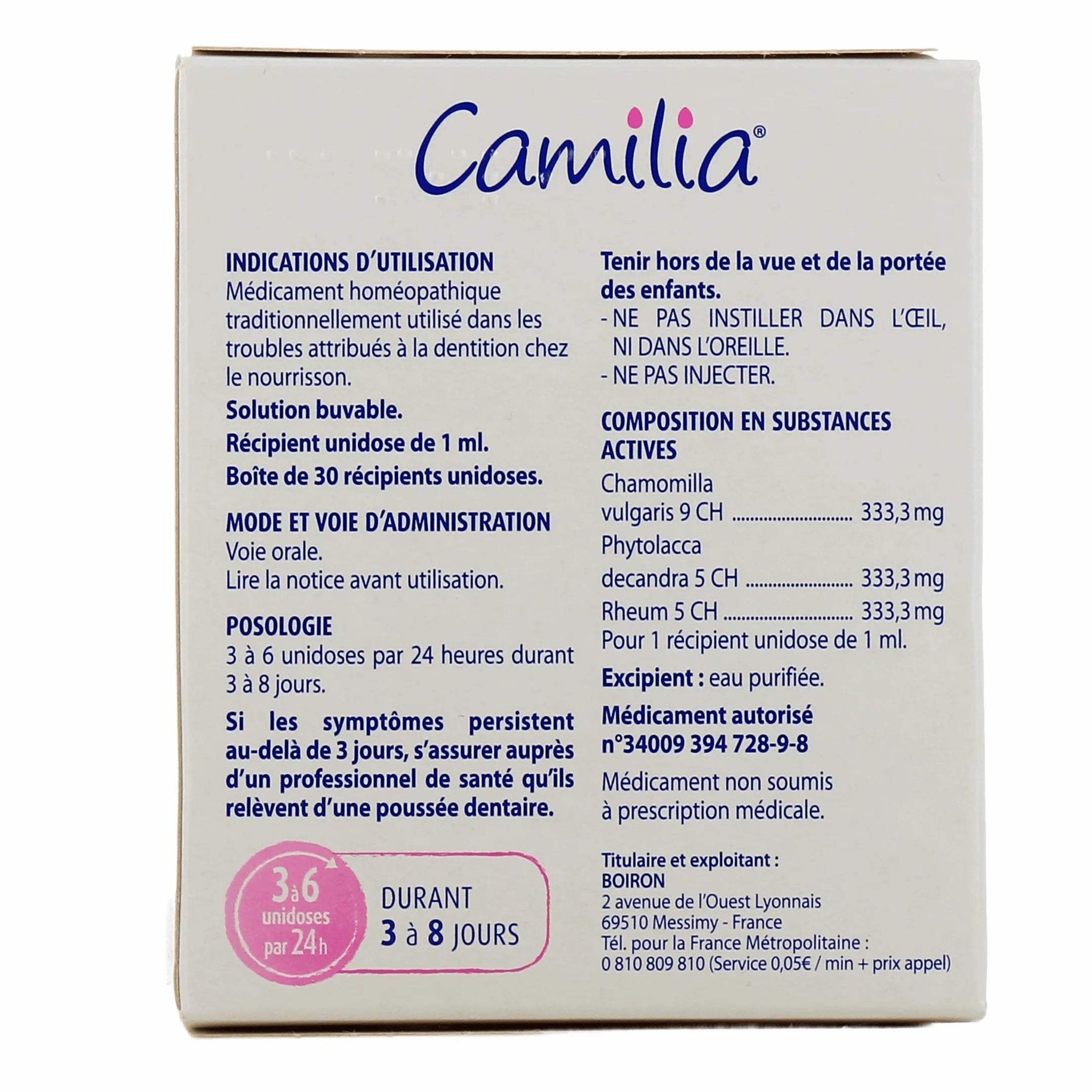 Camilia dent pour troubles de dentition Maroc - Boiron - pour bébé Maroc -www.babyboss.ma