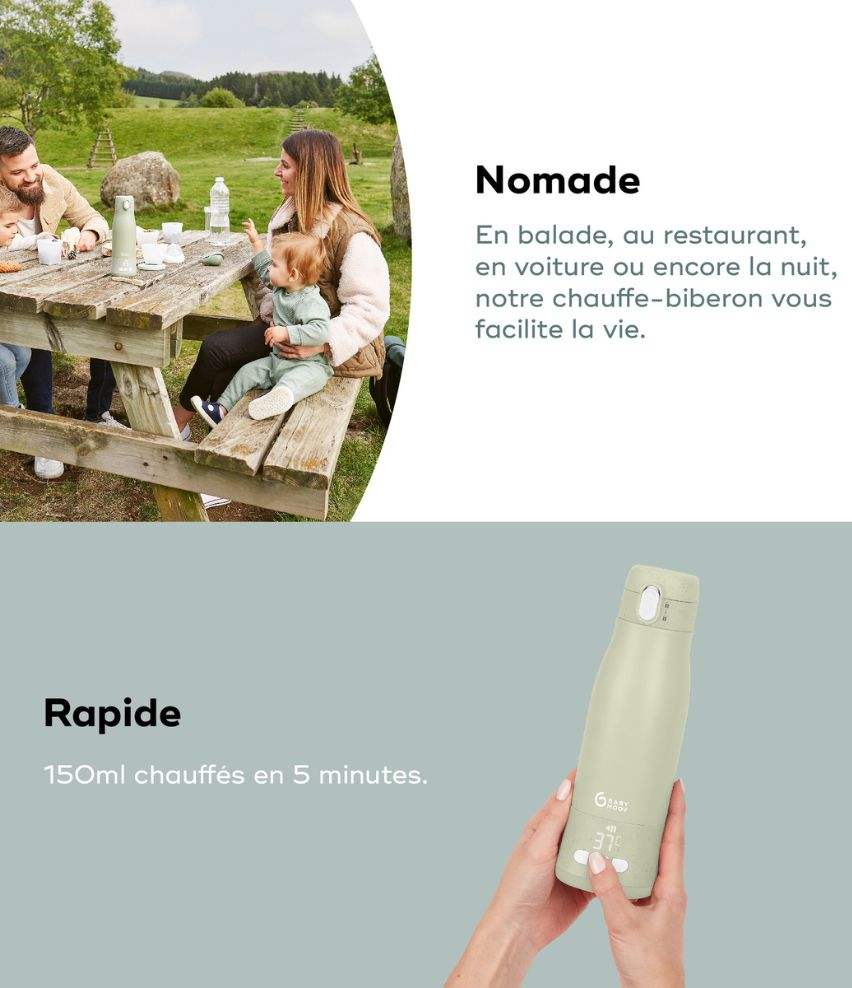 Chauffe-biberon nomade rechargeable Moov & Feed - Babymoov - REPAS pour bébé Maroc -www.babyboss.ma