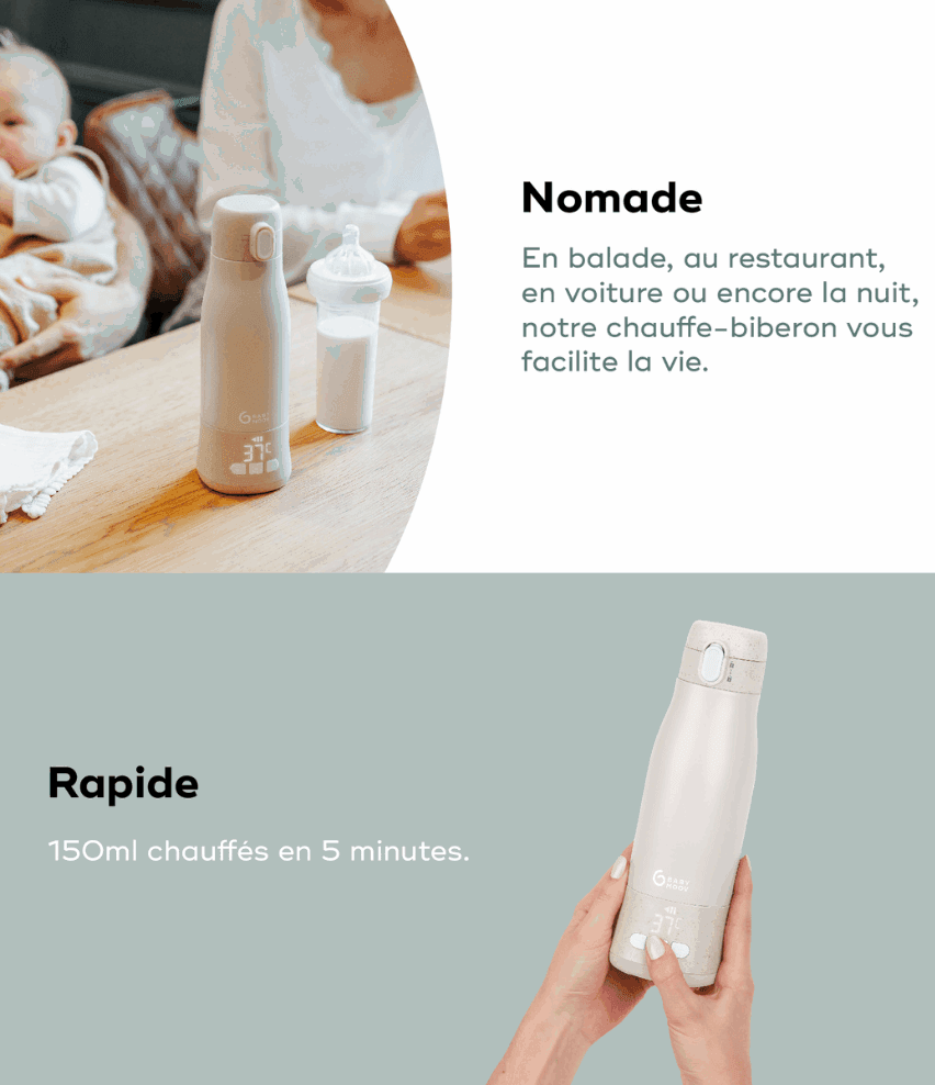 Chauffe-biberon nomade rechargeable Moov & Feed - Babymoov - REPAS pour bébé Maroc -www.babyboss.ma