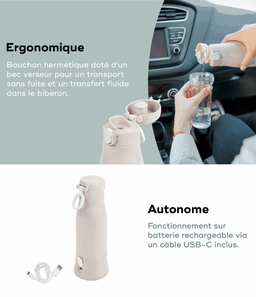Chauffe-biberon nomade rechargeable Moov & Feed - Babymoov - REPAS pour bébé Maroc -www.babyboss.ma