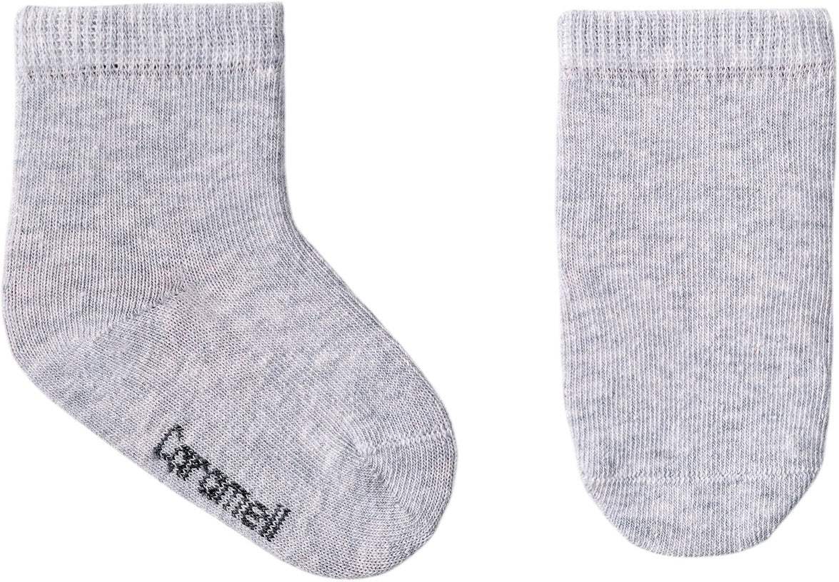 Chaussette bébé Caramell gris chiné, logo sous le pied