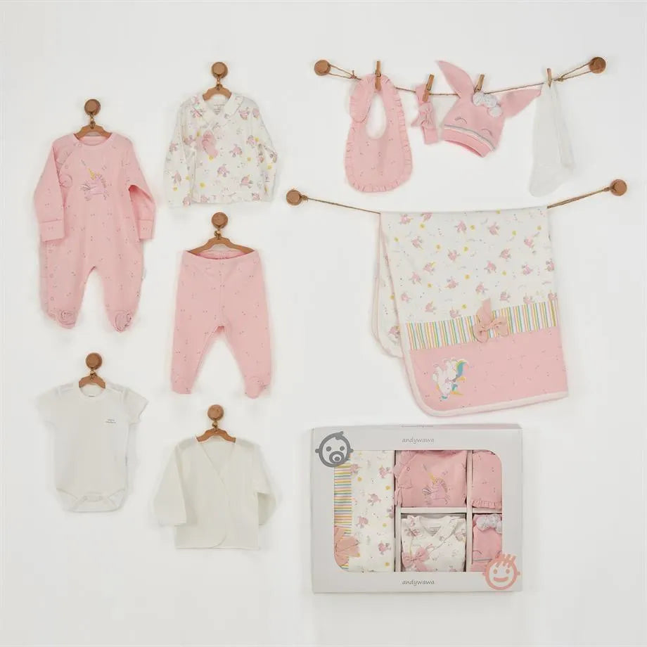 Coffret naissance 100% coton 10 pièces 0-3 mois - Babyboss.ma - Andywawa - pour bébé maroc