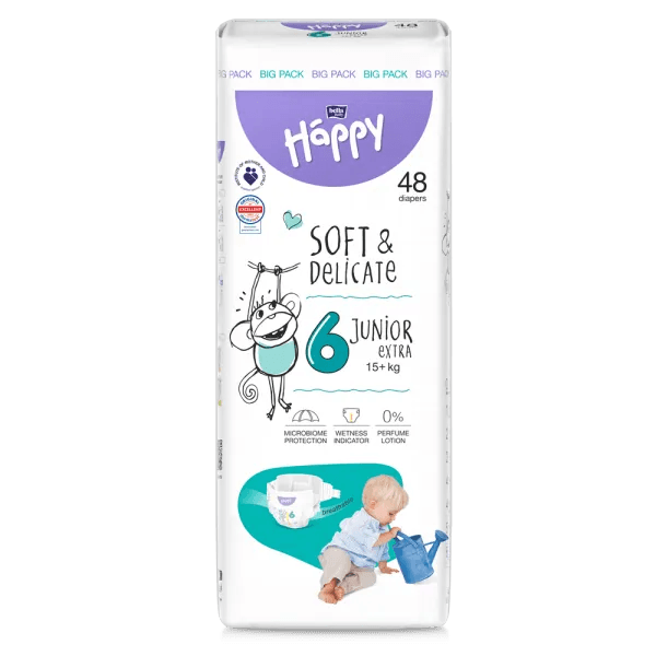 Couches Bébé Happy Taille 6 (15+ kg) - 48 Pièces - Happy - pour bébé Maroc -www.babyboss.ma