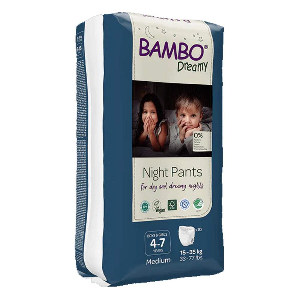 Bambo Dreamy Night Pants, paquet de 10 couches-pants de nuit 15-35 kg (4-7 ans) – Babyboss.ma