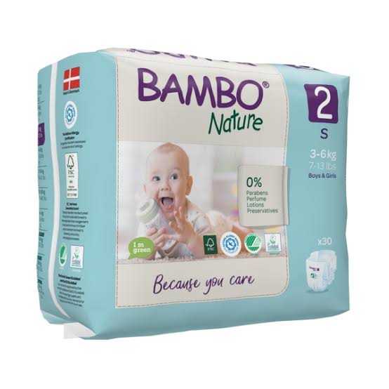 Couches Bambo Nature Taille 2 (3-6 kg) - 30 unités