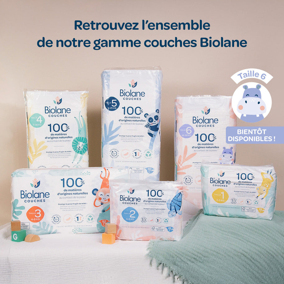 Couches Biolane - écologiques - Taille 1 à 5 - BIOLANE - Couches naturelles - Babyboss.ma
