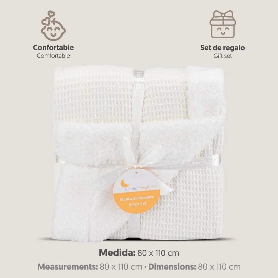 Couverture carre junior 80 x 110 biege - Interbaby - pour bébé Maroc -www.babyboss.ma