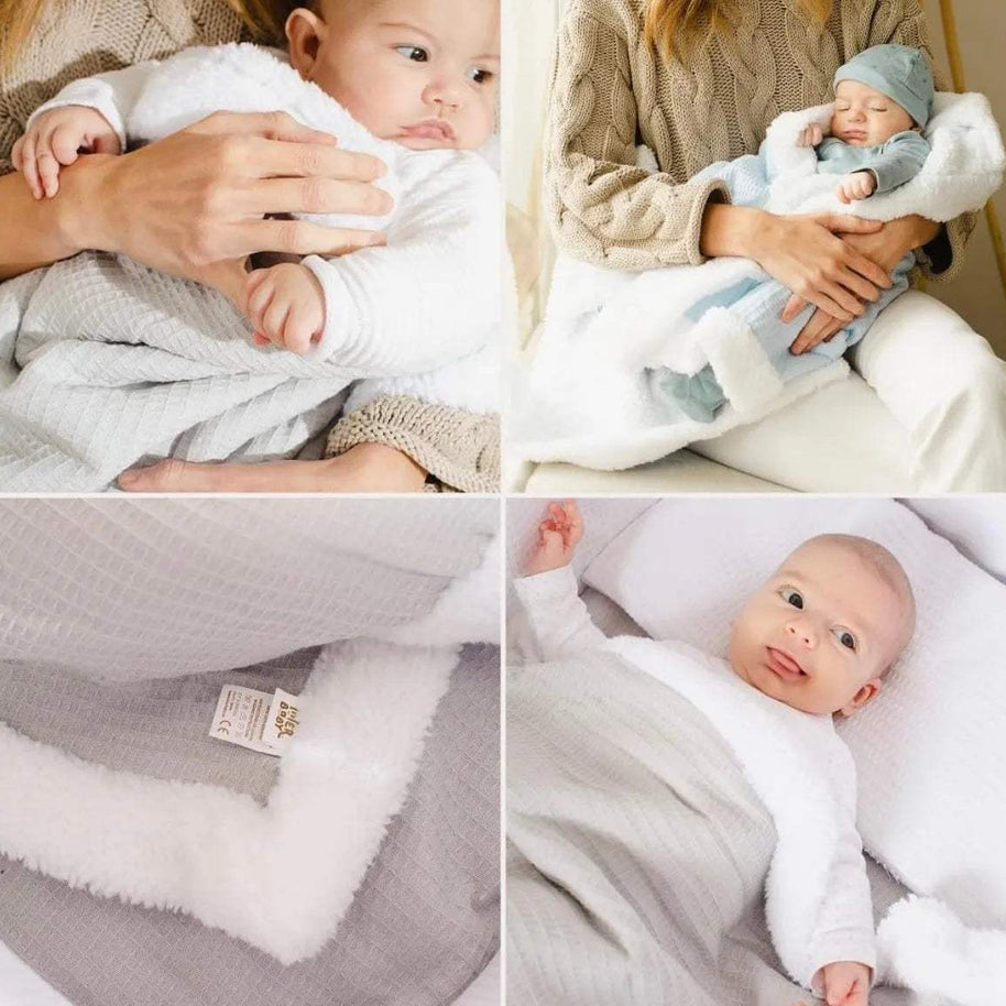 Couverture carre junior 80 x 110 biege - Interbaby - pour bébé Maroc -www.babyboss.ma