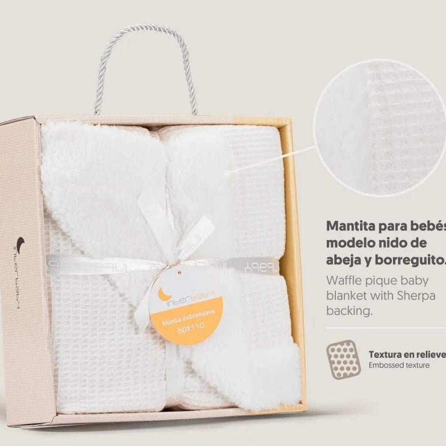 Couverture carre junior 80 x 110 biege - Interbaby - pour bébé Maroc -www.babyboss.ma