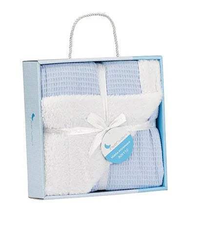 Couverture carre junior 80 x 110 bleu - Interbaby - pour bébé Maroc -www.babyboss.ma
