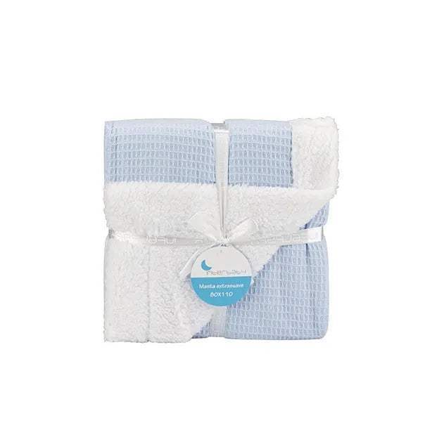 Couverture carre junior 80 x 110 bleu - Interbaby - pour bébé Maroc -www.babyboss.ma