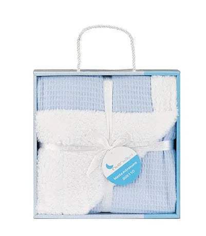 Couverture carre junior 80 x 110 bleu - Interbaby - pour bébé Maroc -www.babyboss.ma