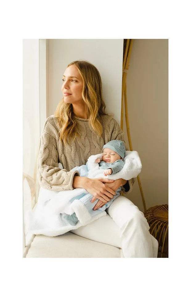 Couverture carre junior 80 x 110 bleu - Interbaby - pour bébé Maroc -www.babyboss.ma