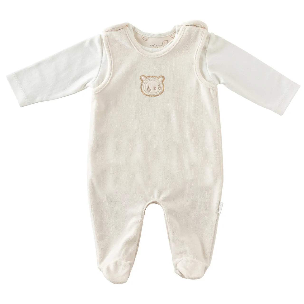 Cream Beige bear grenouillère 100% cotton andywawa - Andywawa - pour bébé Maroc -www.babyboss.ma
